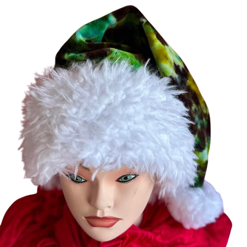 Handcrafted Tie-Dye Santa Hat Hippie Holiday Christmas Festive Winter
